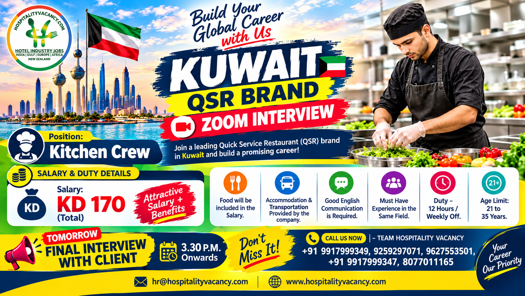 Recruitment poster for Kuwait - Kitchen Crew in Kuwait