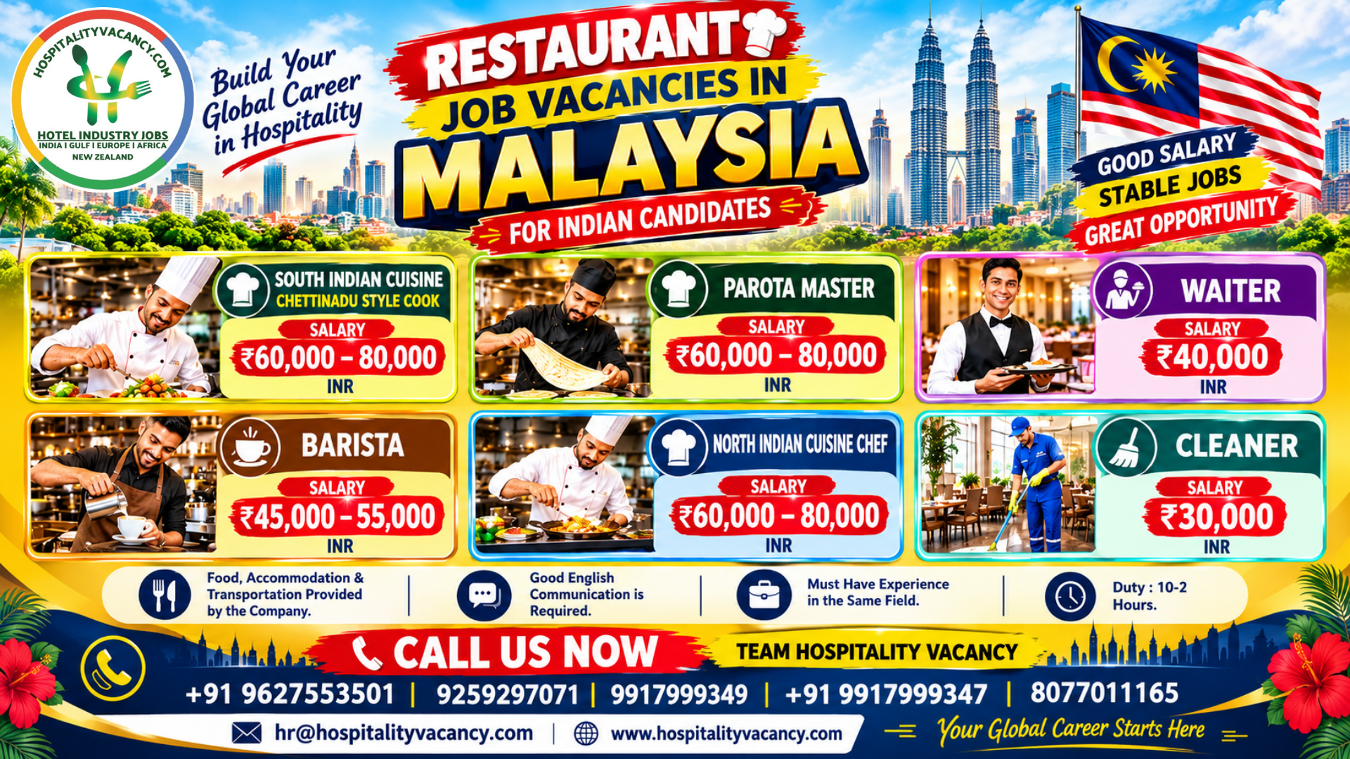 Recruitment poster for Malaysia - Multiple Positions in Malaysia