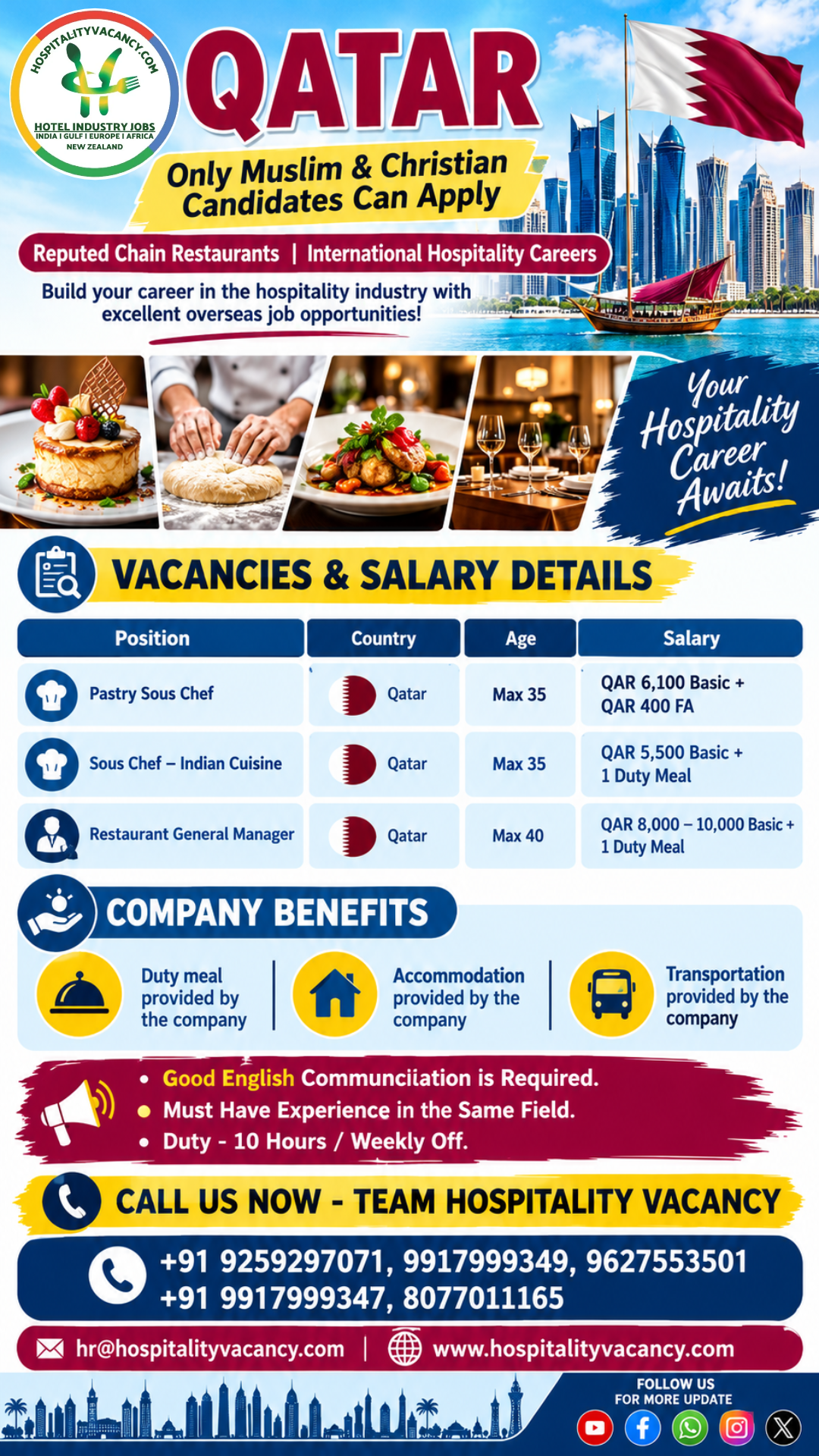 Recruitment poster for Qatar - Multiple Positions in Qatar