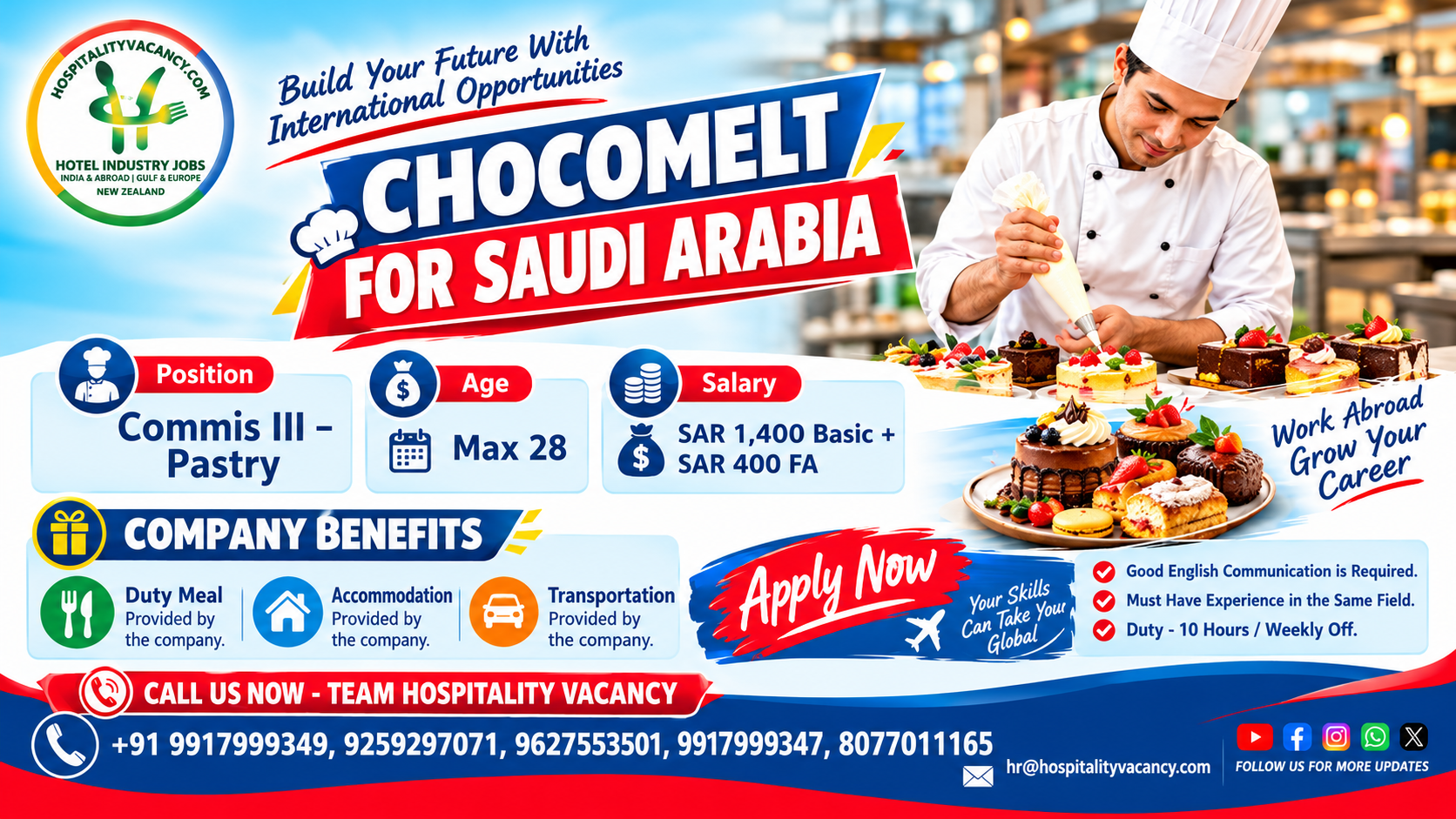 Recruitment poster for Saudi Arabia - Commi III Pastry in Saudi Arabia