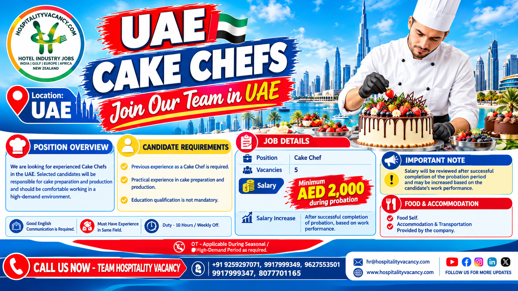 Recruitment poster for UAE - Cake Chefs in United Arab Emirates (Dubai / Abu Dhabi)