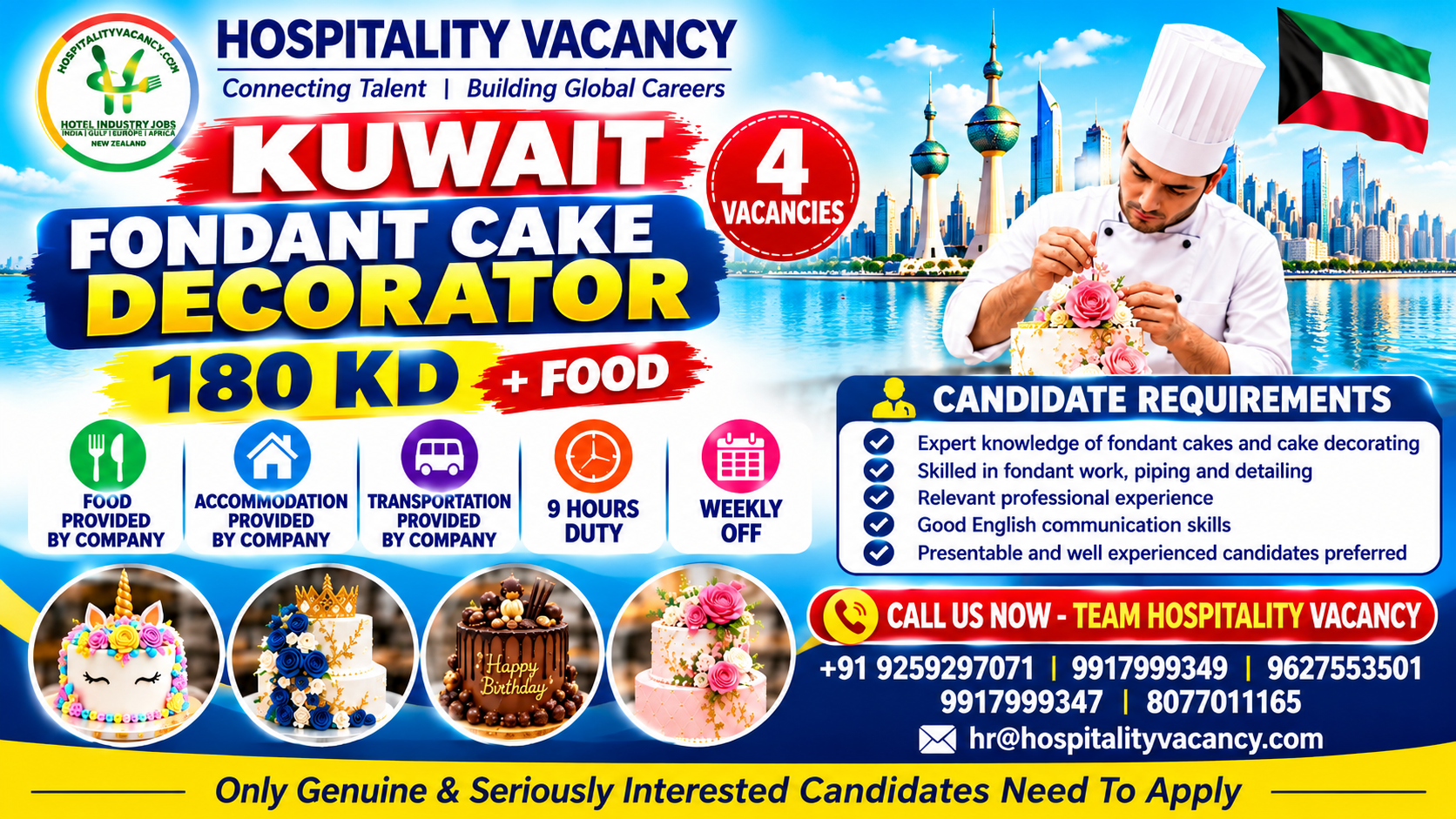 Recruitment poster for Kuwait - Fondant Cake Decorator in Kuwait