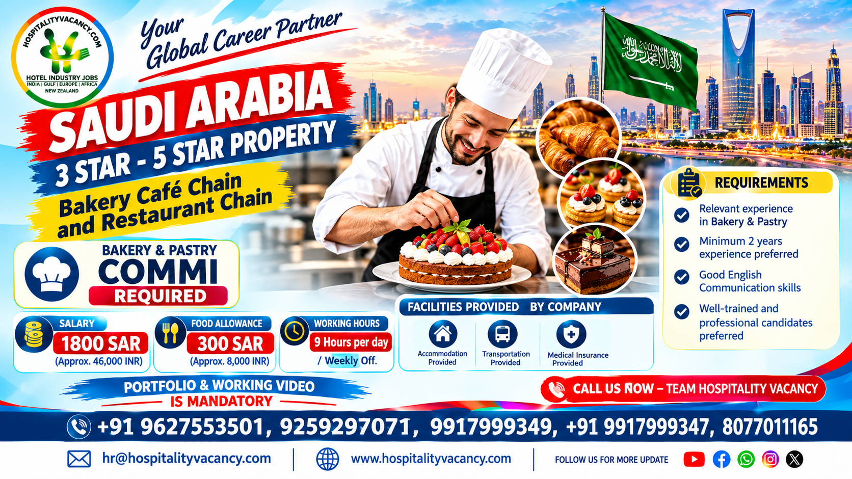 Recruitment poster for Saudi Arabia - Bakery & Pastry Commi in Saudi Arabia